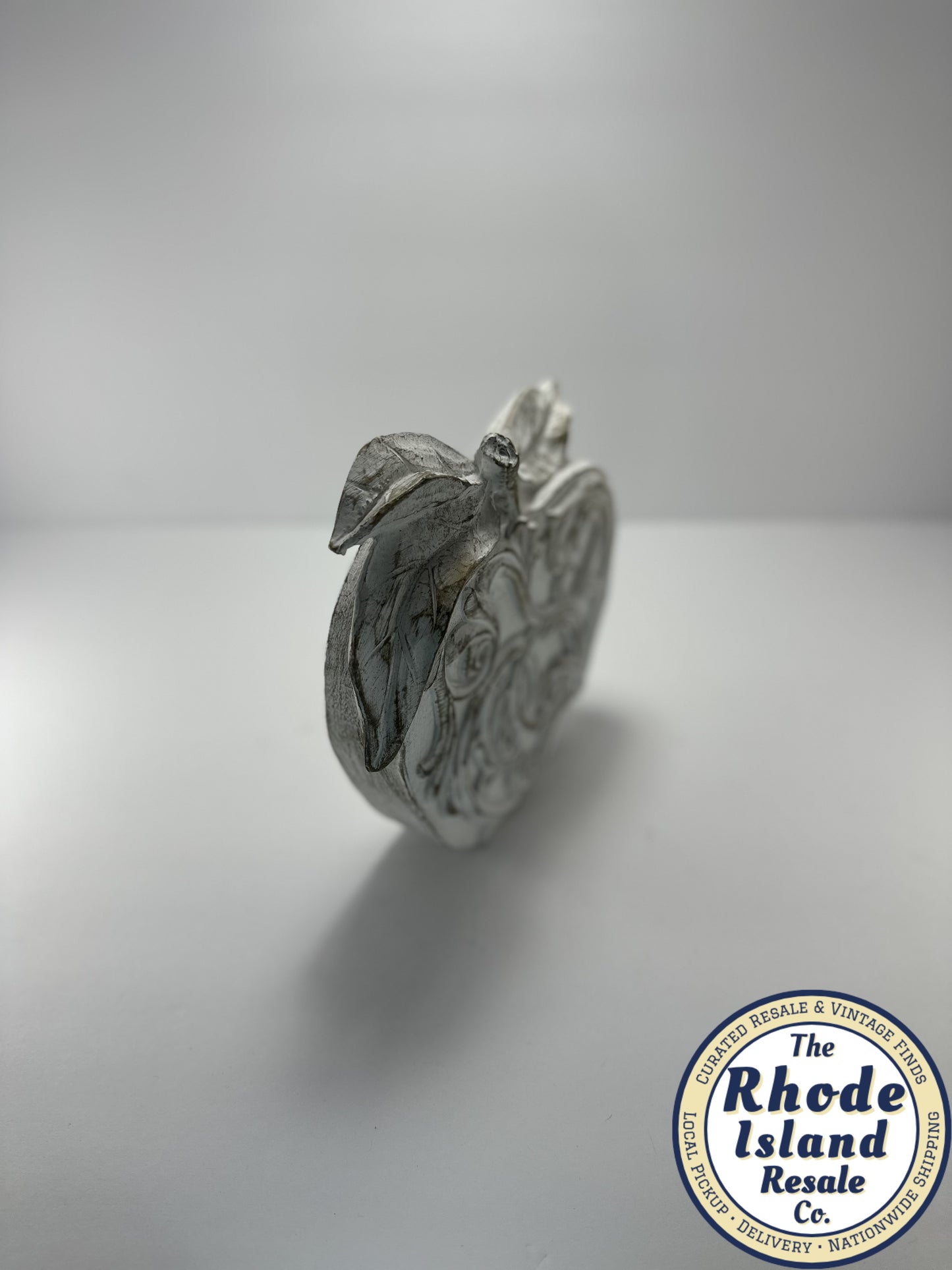 Carved Wooden Apple Figurine – Baroque Floral Scrollwork