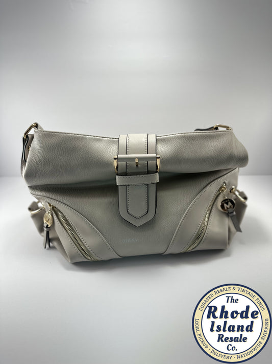 Mia K. Collection Taupe Genuine Leather Shoulder Bag