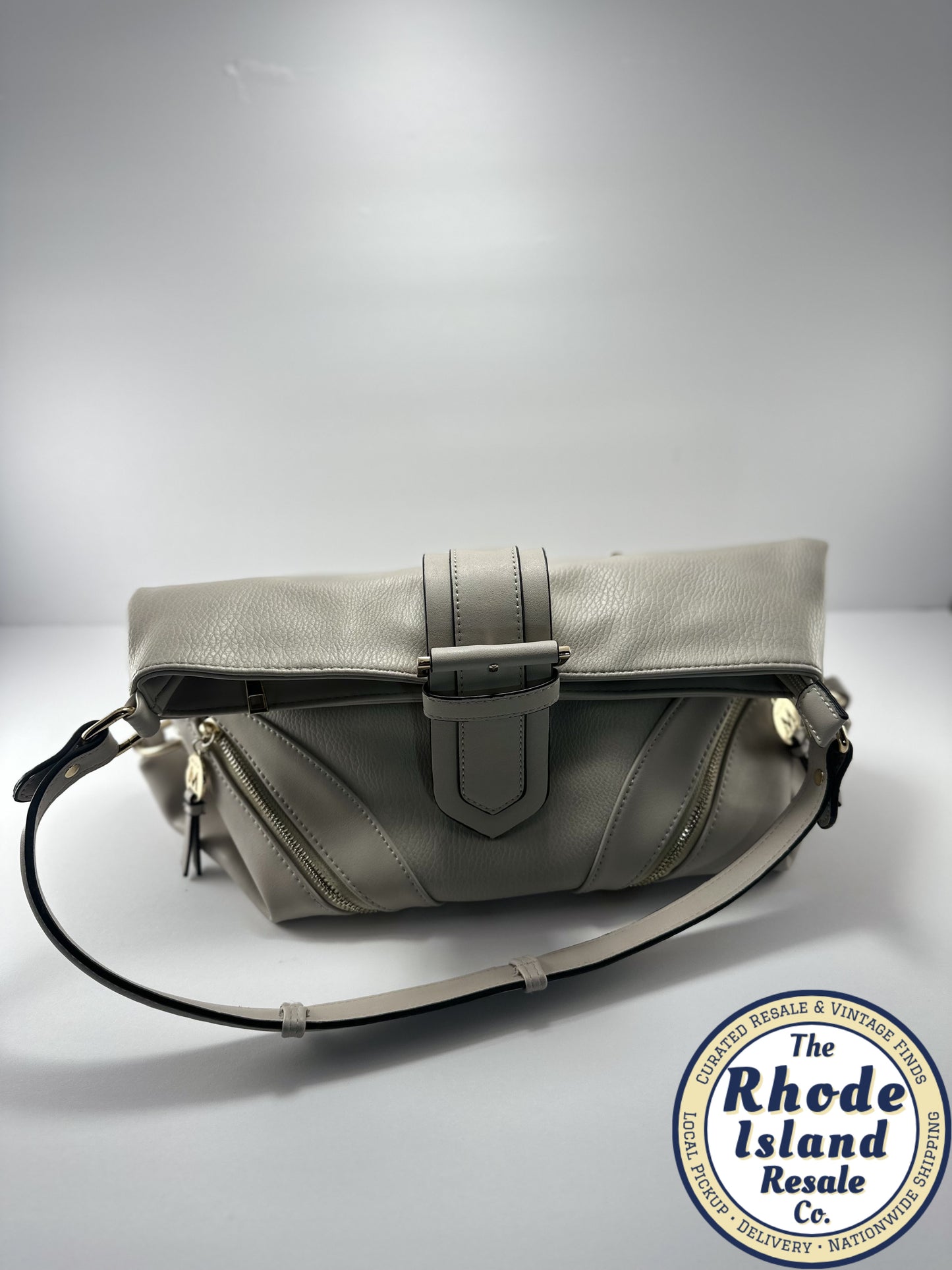 Mia K. Collection Taupe Genuine Leather Shoulder Bag