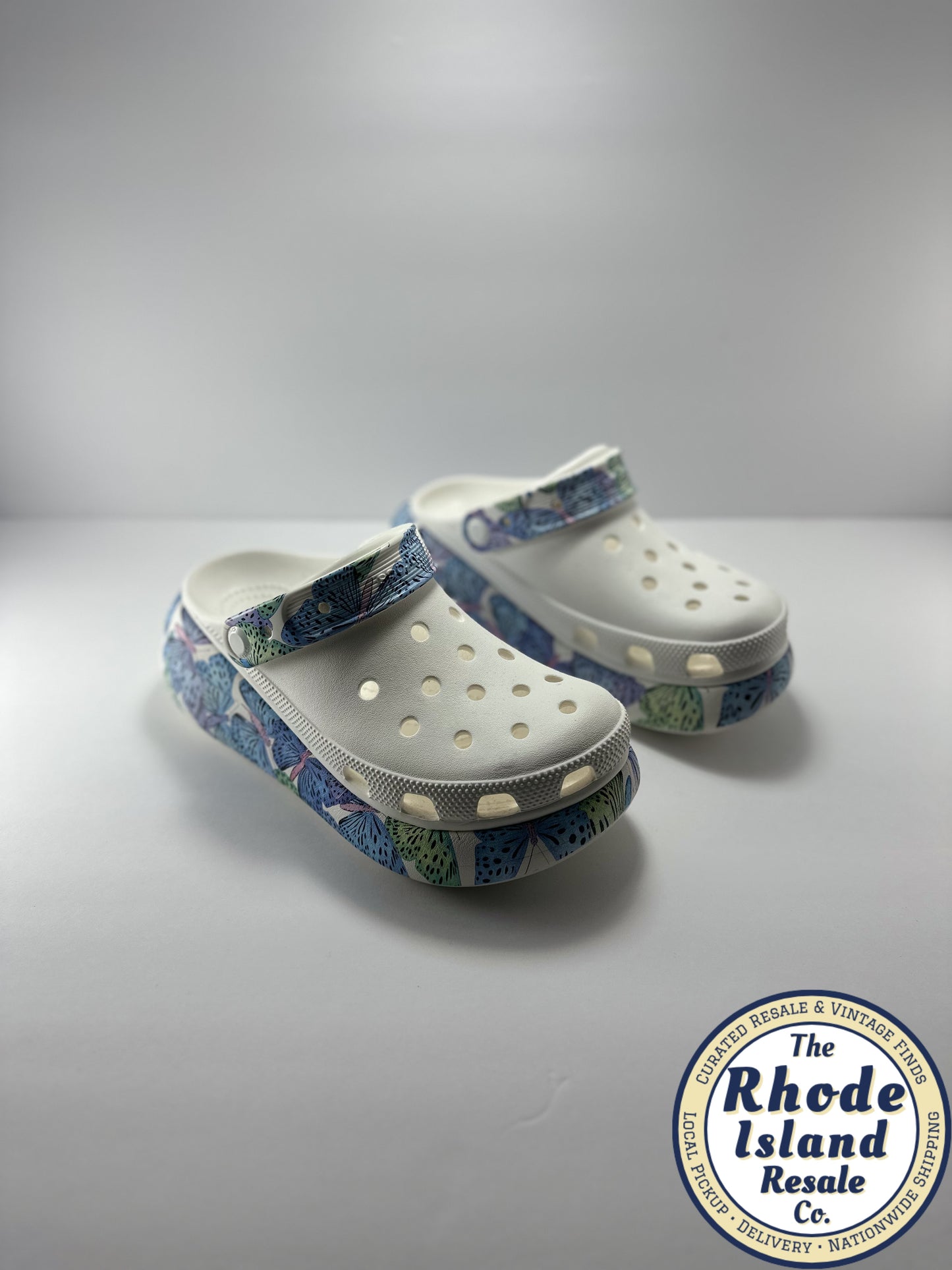 White Crocs with Butterfly Sole –  Lightweight Clogs