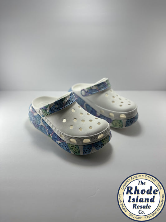 White Crocs with Butterfly Sole –  Lightweight Clogs