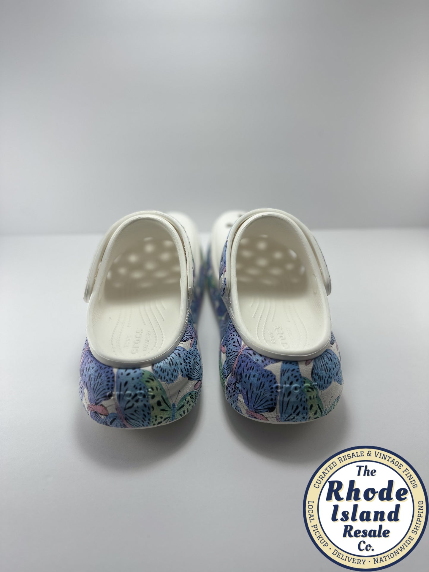 White Crocs with Butterfly Sole –  Lightweight Clogs