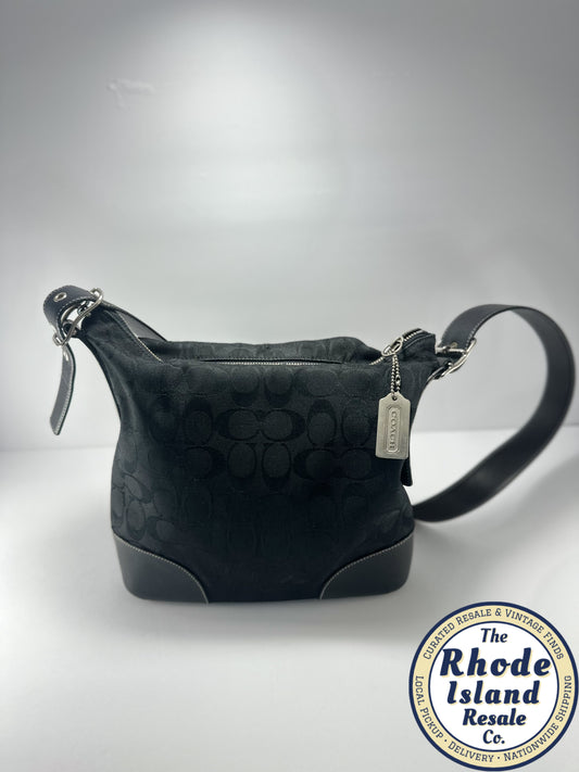 Coach Black Signature Shoulder Bag – Classic Monogram Canvas