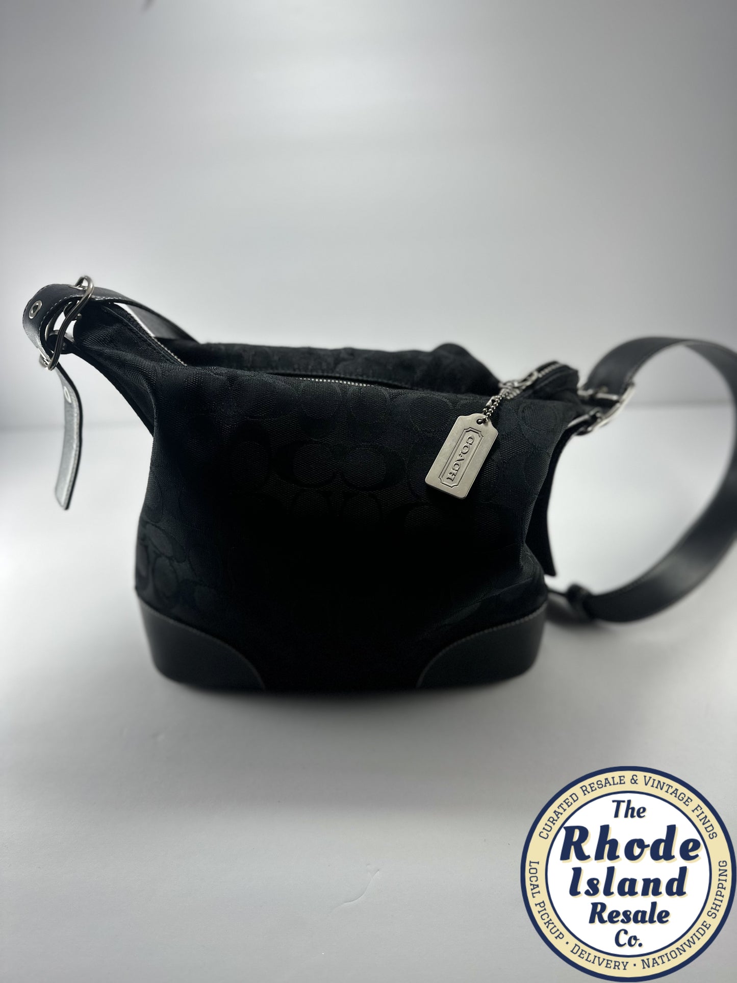 Coach Black Signature Shoulder Bag – Classic Monogram Canvas