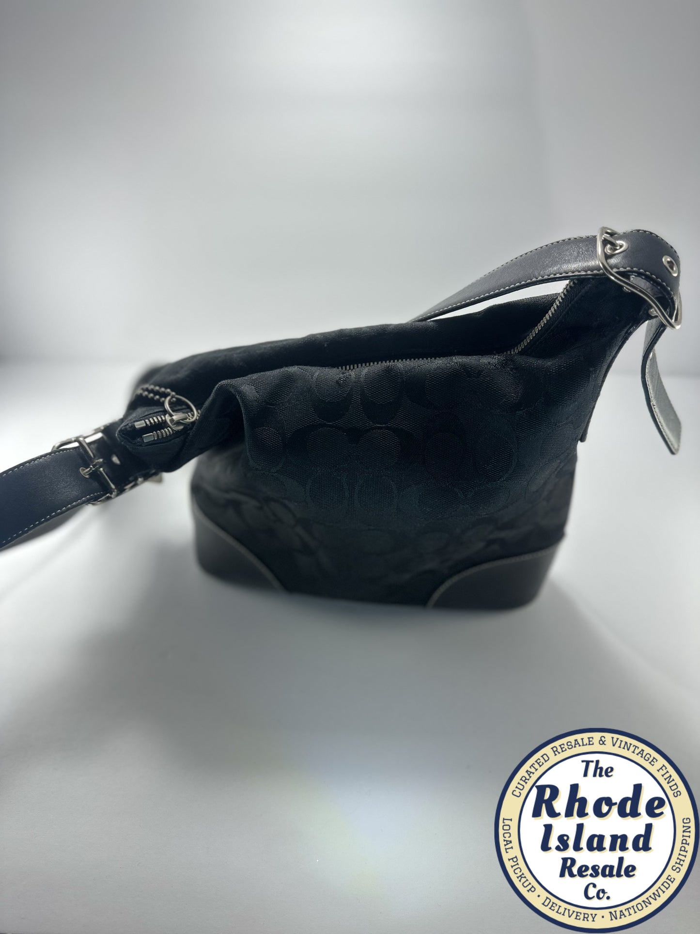Coach Black Signature Shoulder Bag – Classic Monogram Canvas