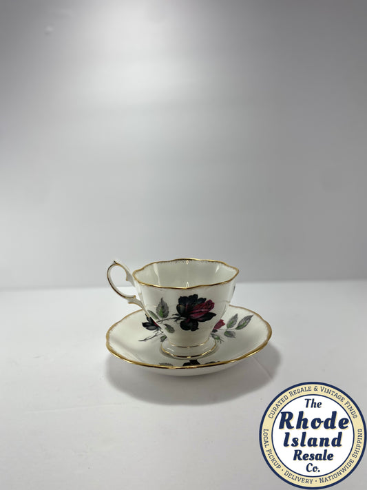 Royal Albert "Midnight Rose" Bone China Teacup & Saucer Set